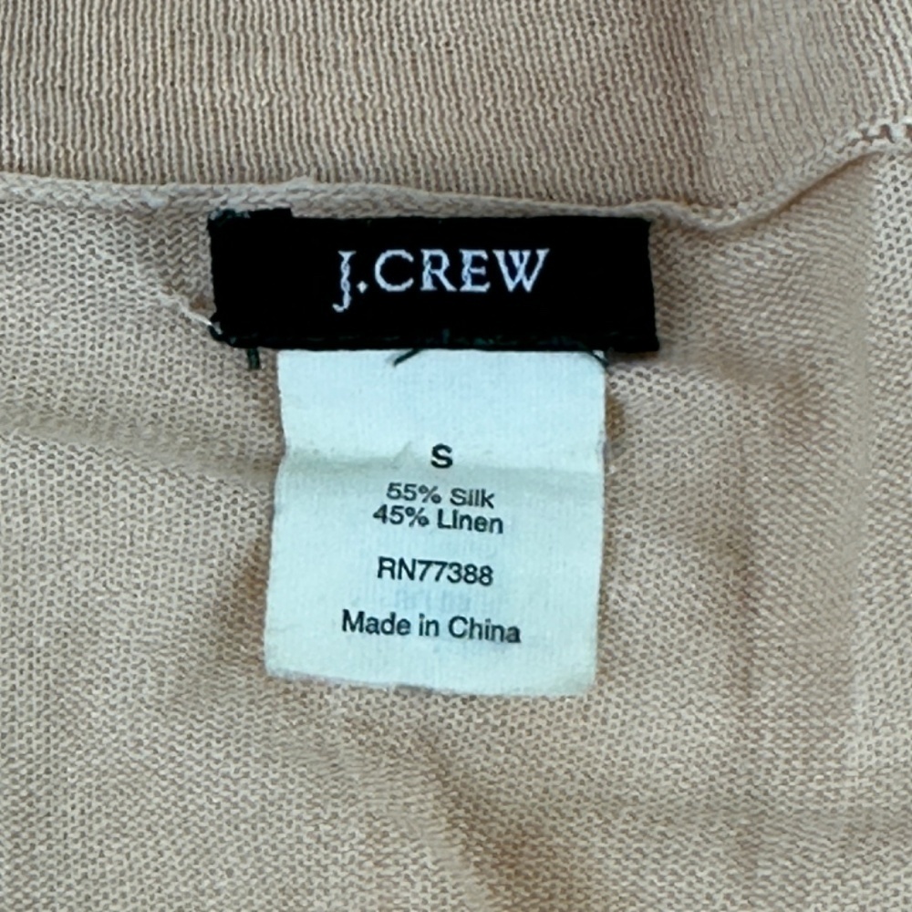J Crew Cardigan Sweater Womens Small Tan Linen Silk - Picture 2 of 10